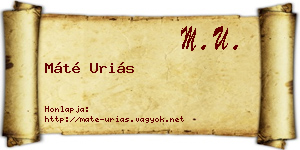 Máté Uriás névjegykártya